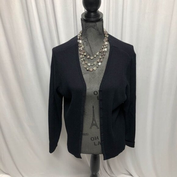 Venezia Cardigan Womens Size 22 - 24 Black Button Up Sweater Office Layering - Picture 1 of 7